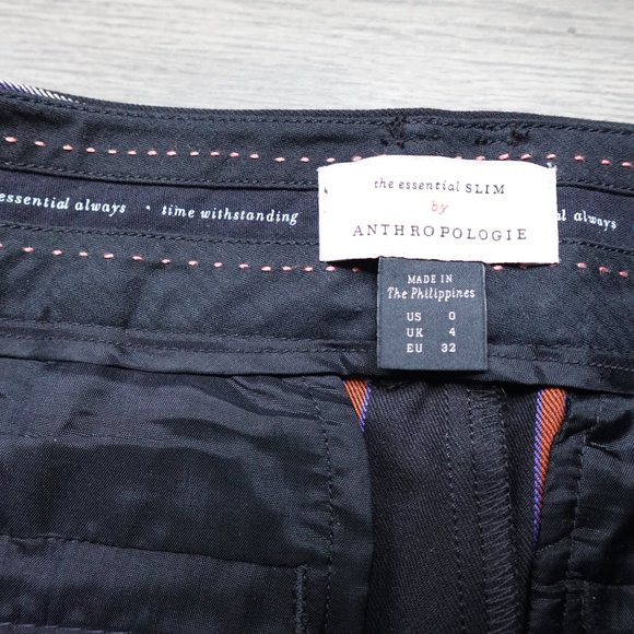 ANTHROPOLOGIE The Essential Slim Striped Business Trousers Black - Picture 10 of 10